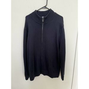 LL Bean Men's Full Zip Cotton Sweater Navy XL